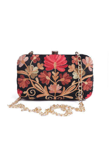Black velvety rectangular clutch
